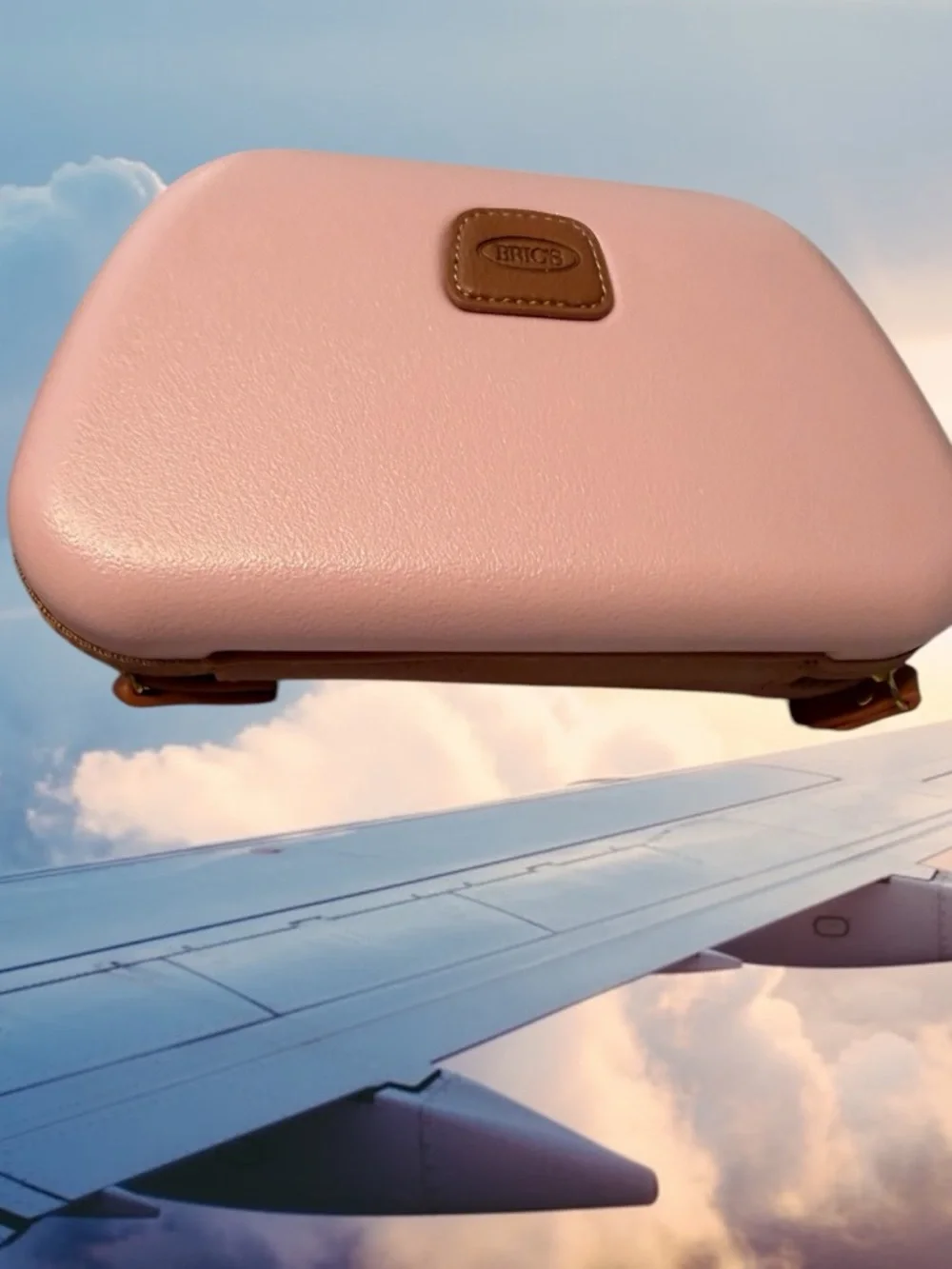 Bric's Pink Leather Flight Case with Brown Trim - Picture 1 of 4